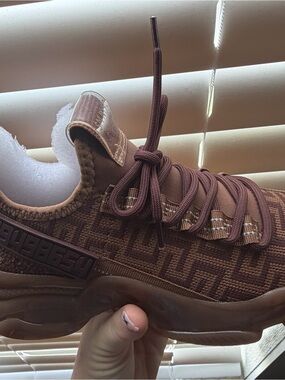 Maxima Brown Knit Lace-Up Women's Sneakers